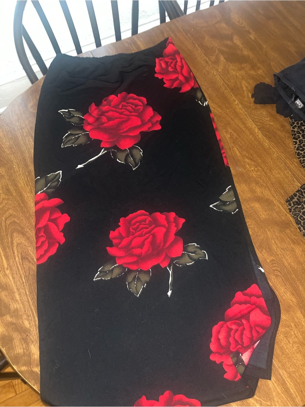 Black Maxi Skirt with Red Roses